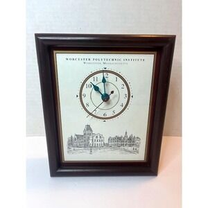 Worcester Polytechnic Institute WPI Desk Clock Wood Frame Vintage